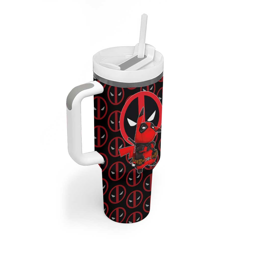 Pikachu Deadpool Tumbler With Handle Anime Mix Comic Style