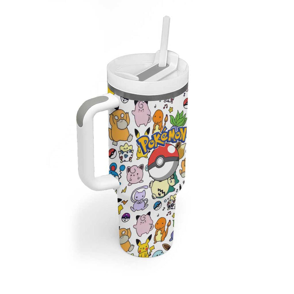 Pokemon Pattern Pokemon Tumbler With Handle Anime Style