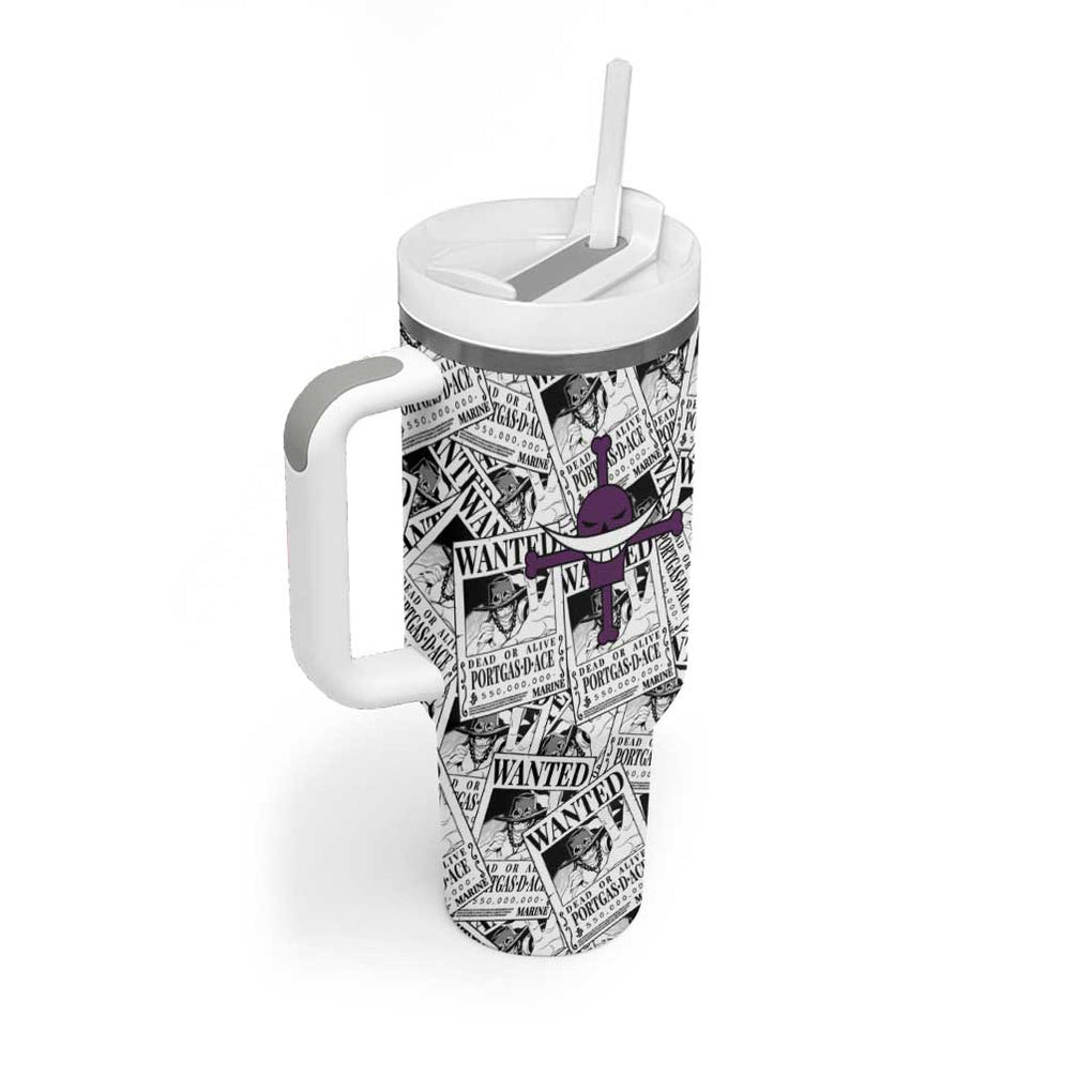 Portgas D Ace Wanted One Piece Tumbler With Handle Anime Style