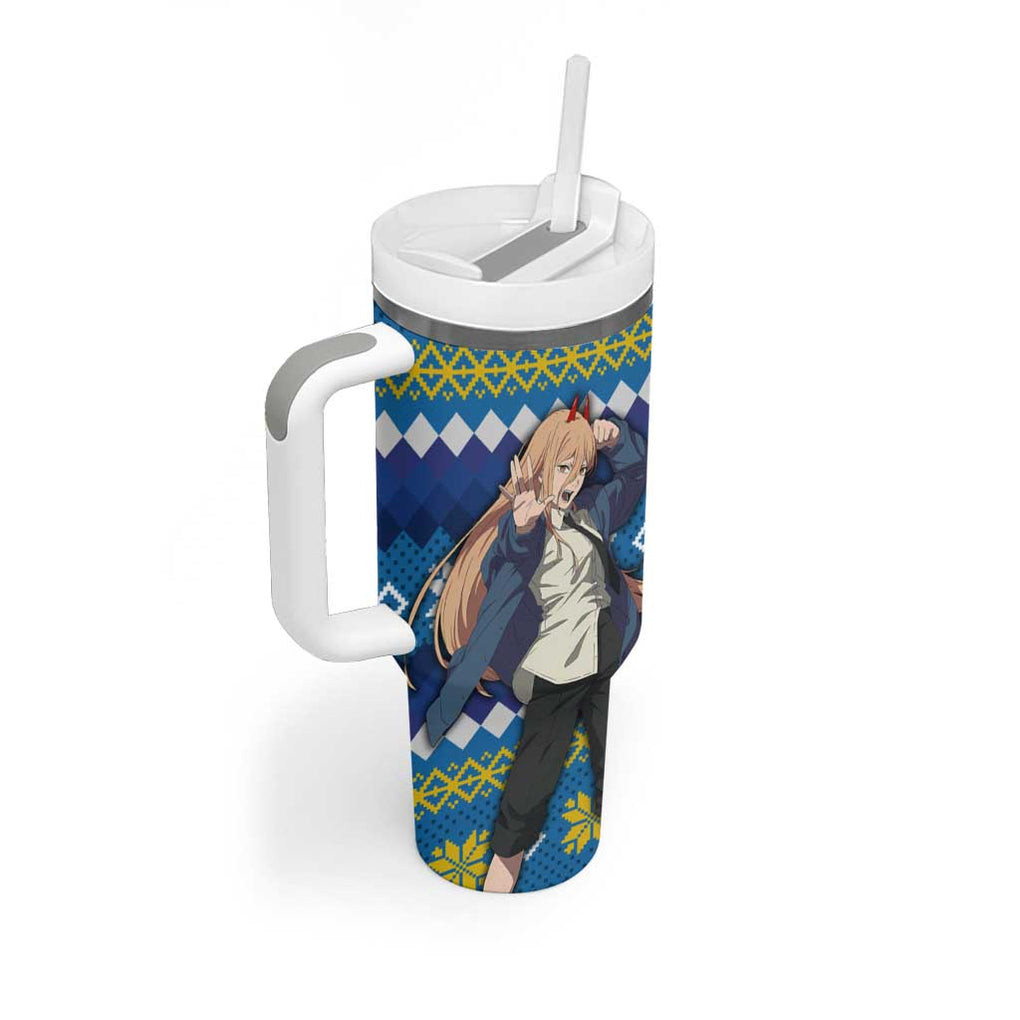 Power Chainsaw Man Tumbler With Handle Anime Mix Christmas Style