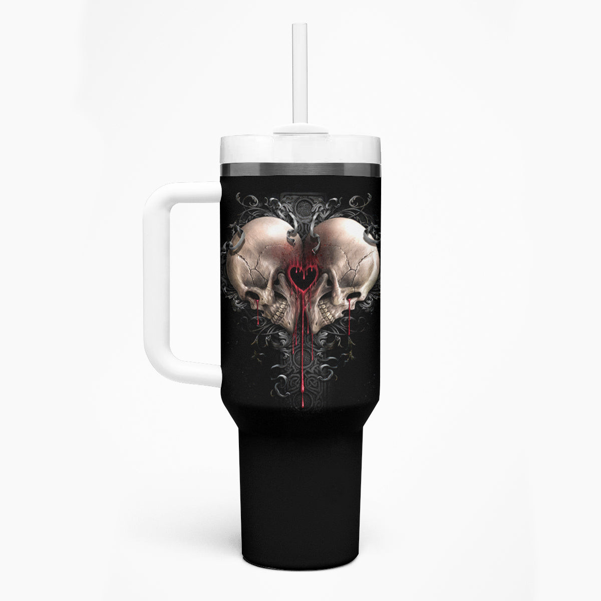 Reaper Heart Tumbler With Handle Eternal Embrace Uniting Souls In The Realm Of Skulls