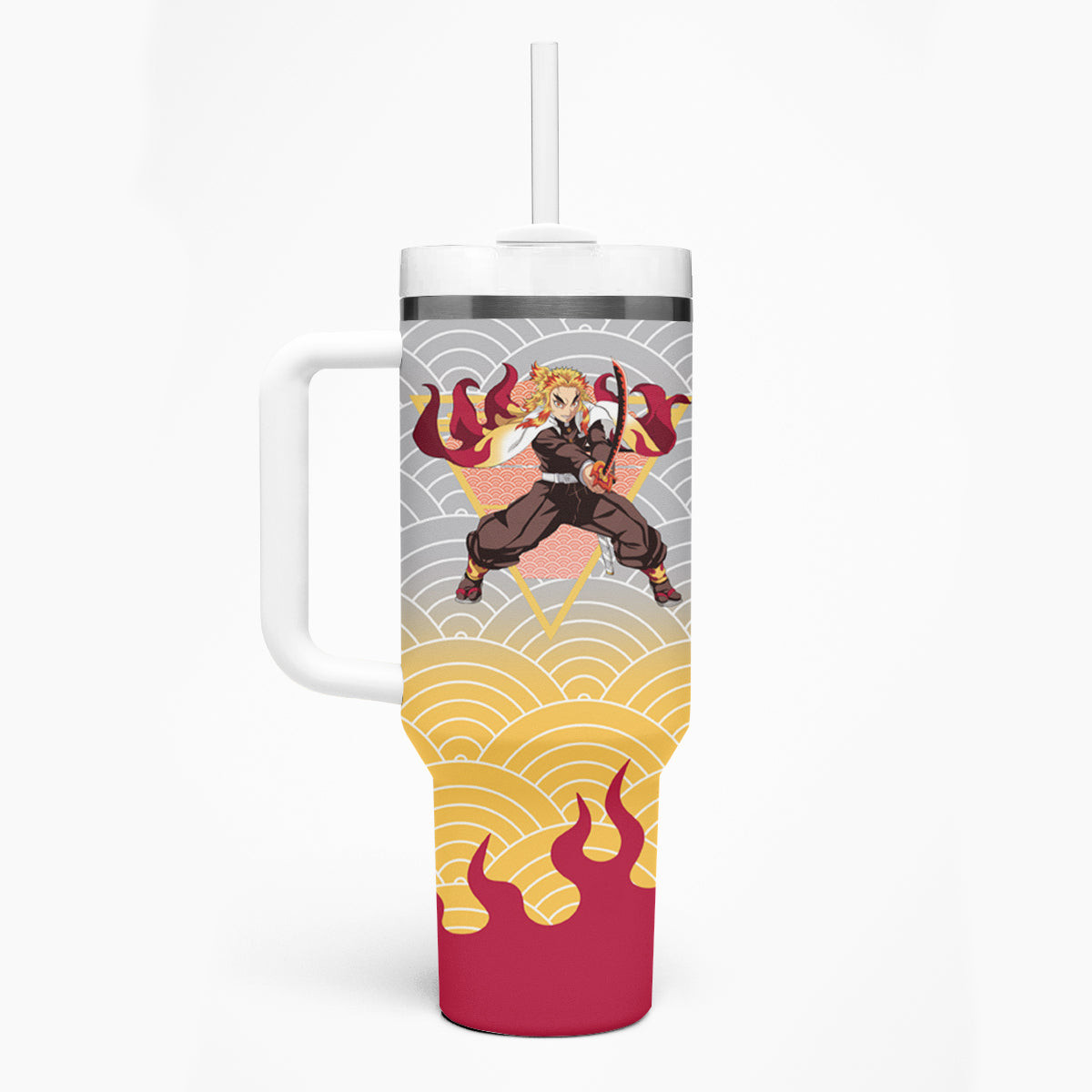 Rengoku Kyoujurou Demon Slayer Tumbler With Handle Anime Mix Japan Pattern Style