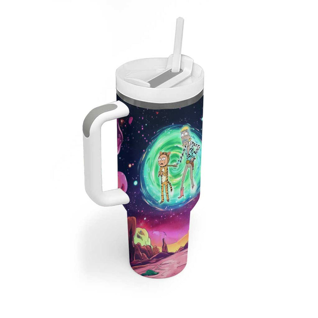 Rick And Morty Tiger King Tumbler With Handle Trippy Style