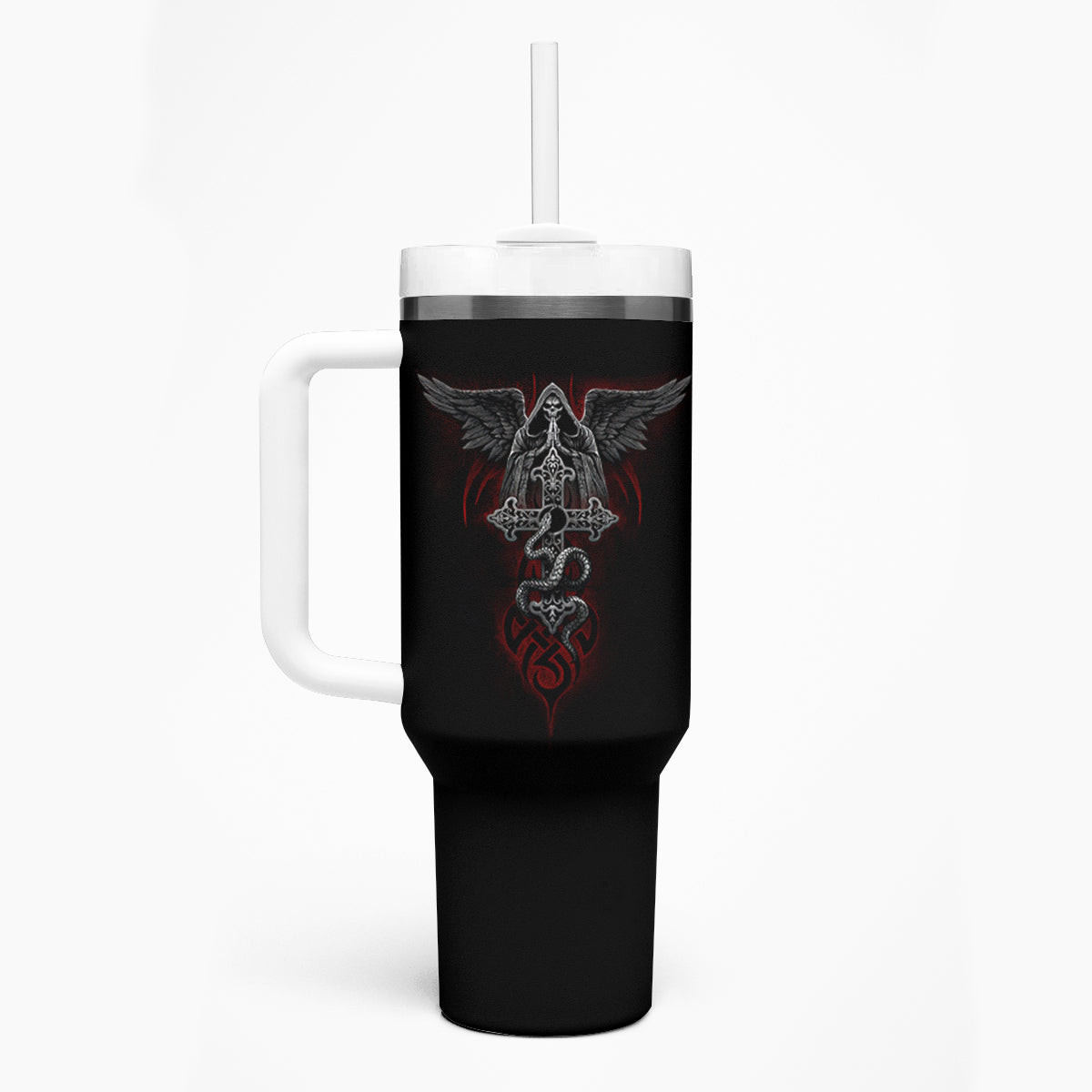 Skull Tumbler With Handle Cross Snake Bloody Skull