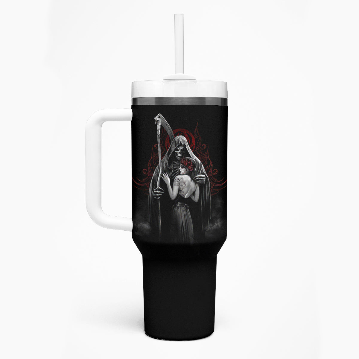 Skull Tumbler With Handle Death Angel And Da De Muertos Girl