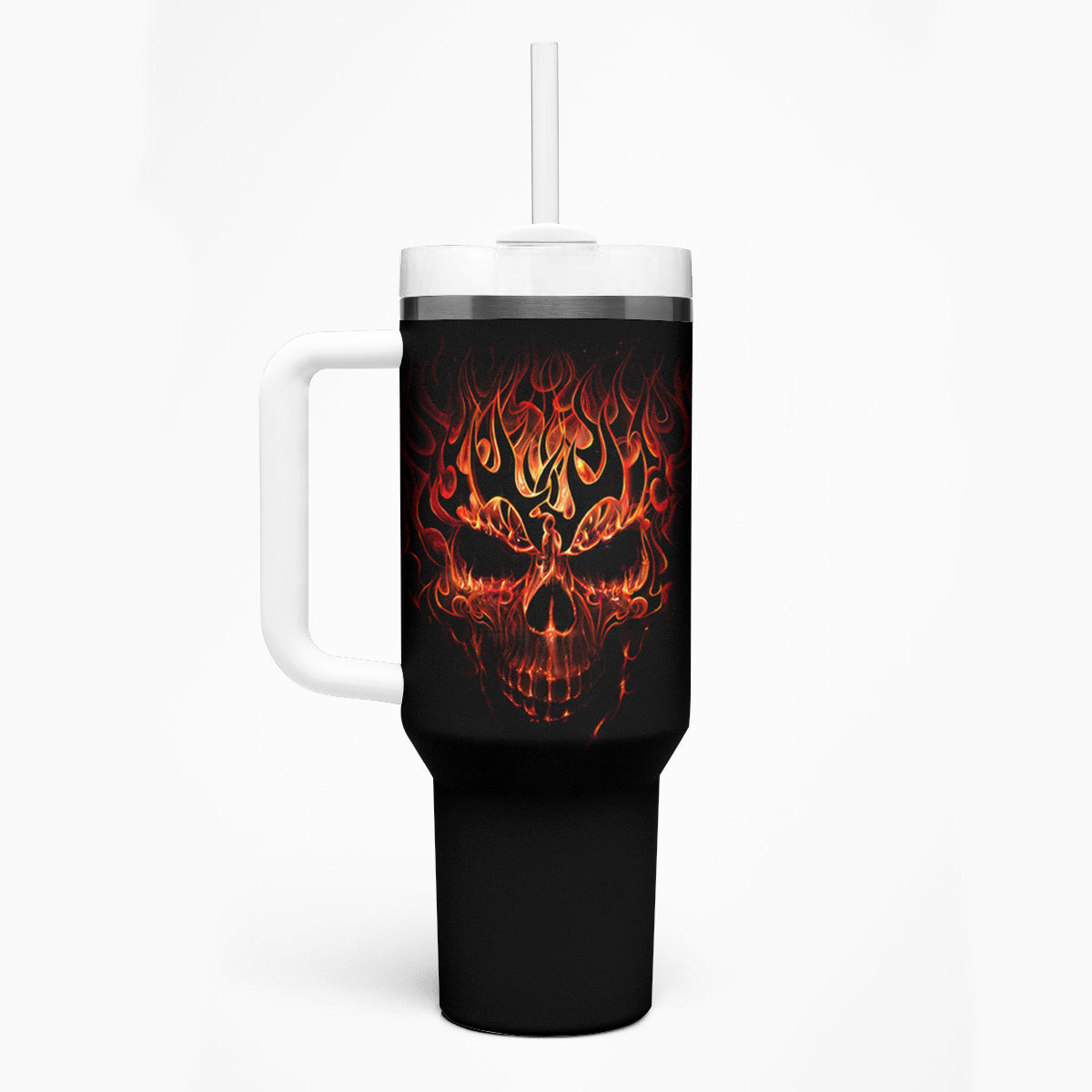 Skull Tumbler With Handle Fire Skull Tattoo Scream
