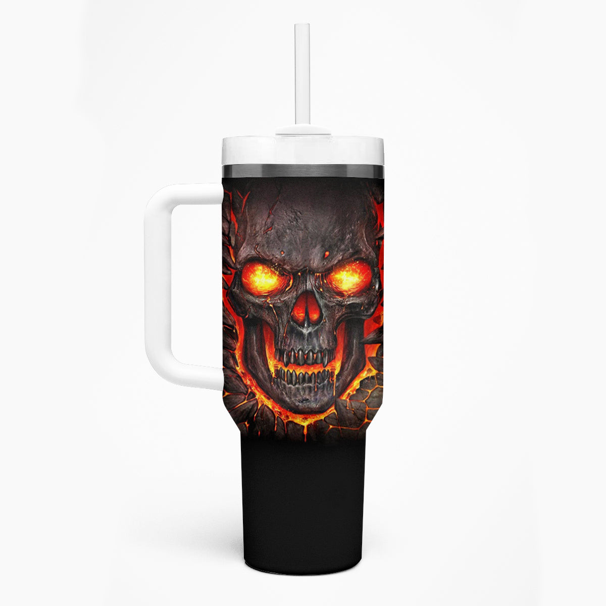 Skull Tumbler With Handle Flame Skull Lava Inside