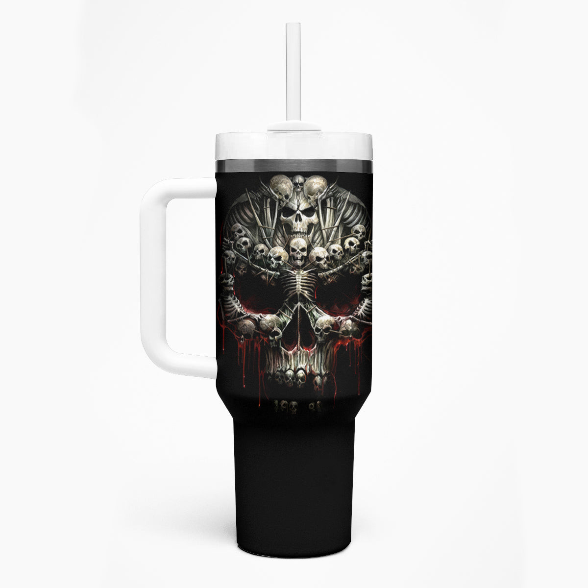 Skull Tumbler With Handle Head Skeleton Cross Skull