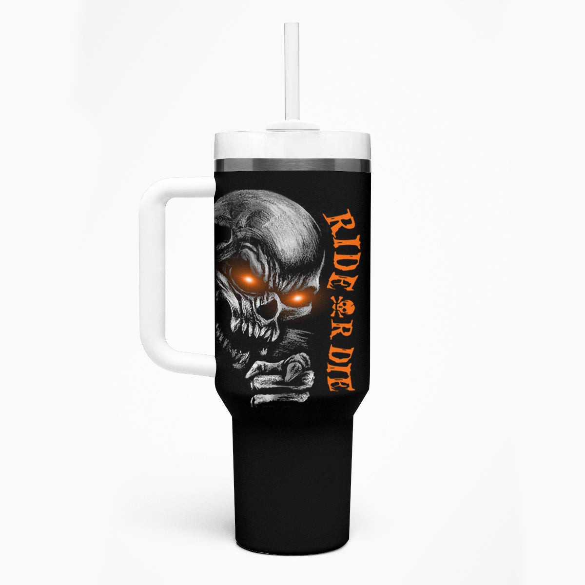 Skull Tumbler With Handle Ride Or Die