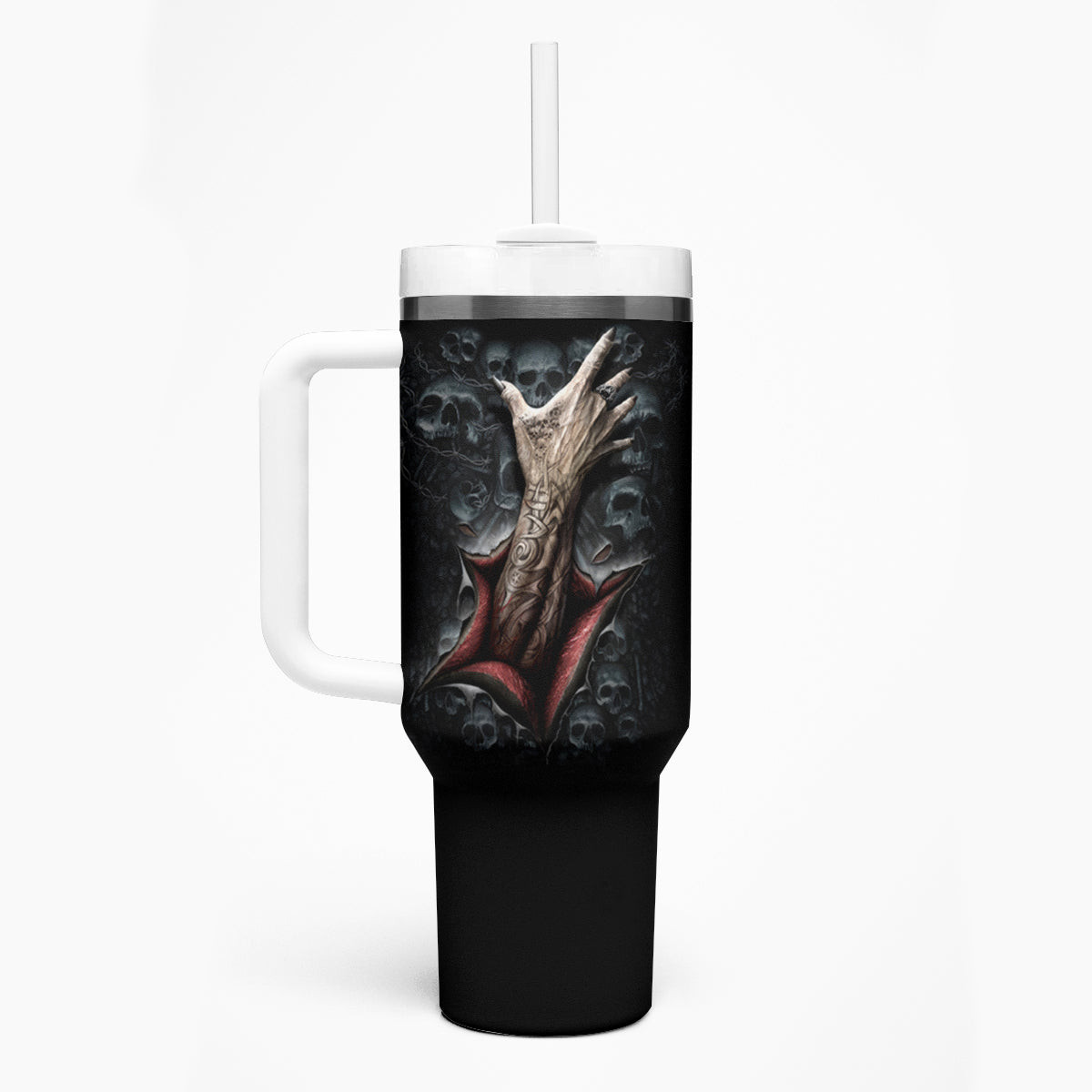 Skull Tumbler With Handle Skeleton Ripped Inside