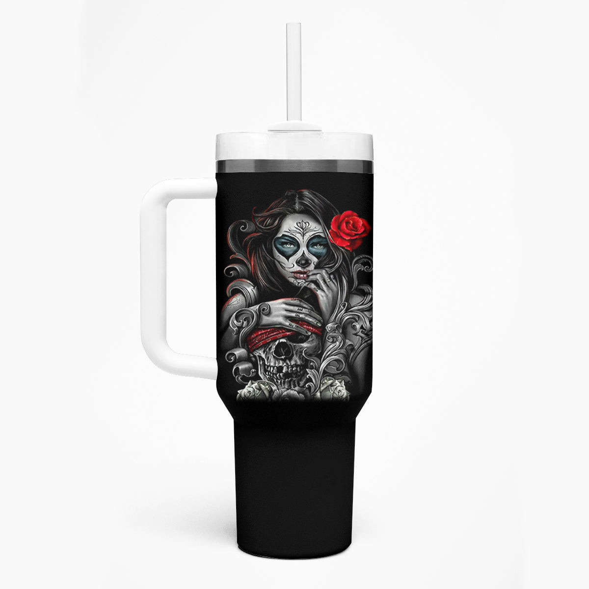 Skull Tumbler With Handle Skull Girl Spoiled Wife