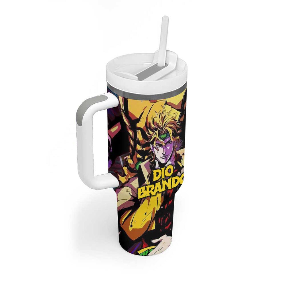Trippy Dio Brando Jojos Bizarre Adventure Tumbler With Handle Anime Style