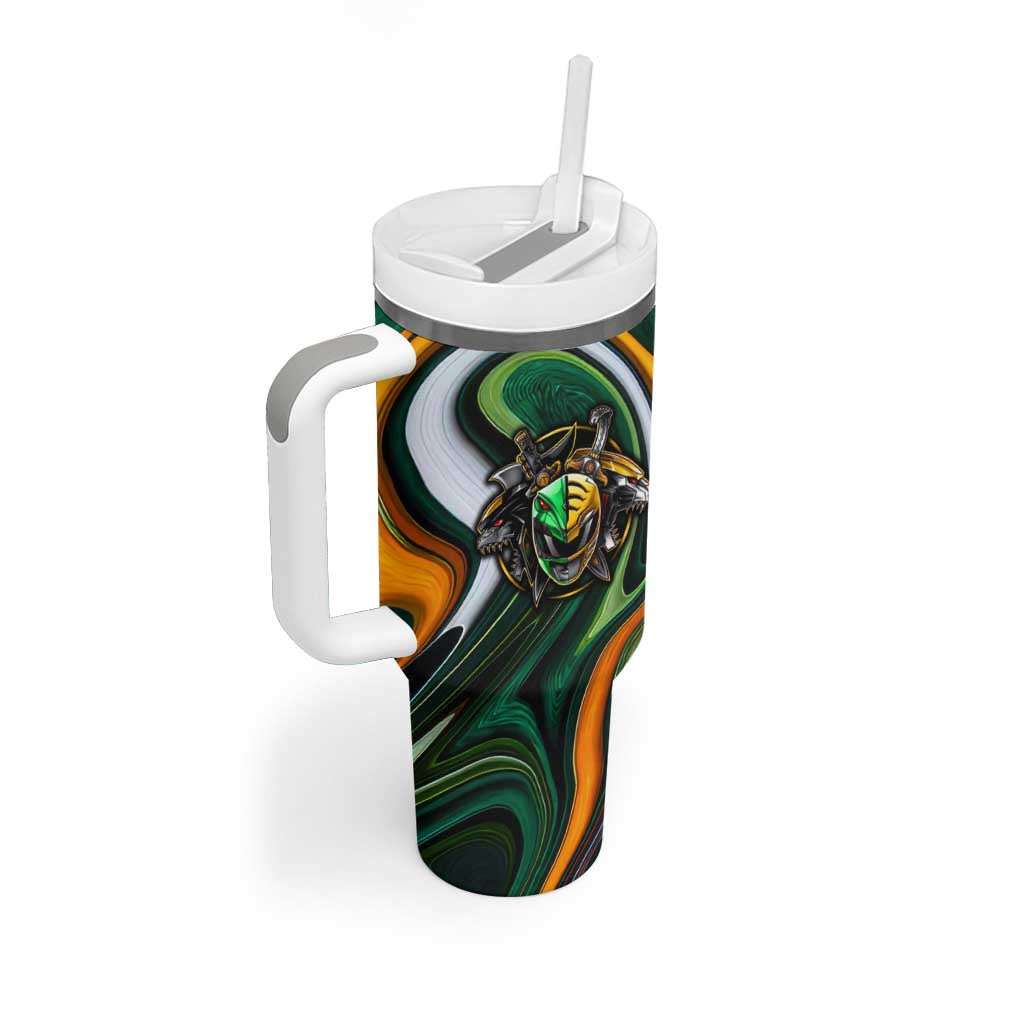Trippy Green White Power Rangers Tumbler With Handle Anime Style