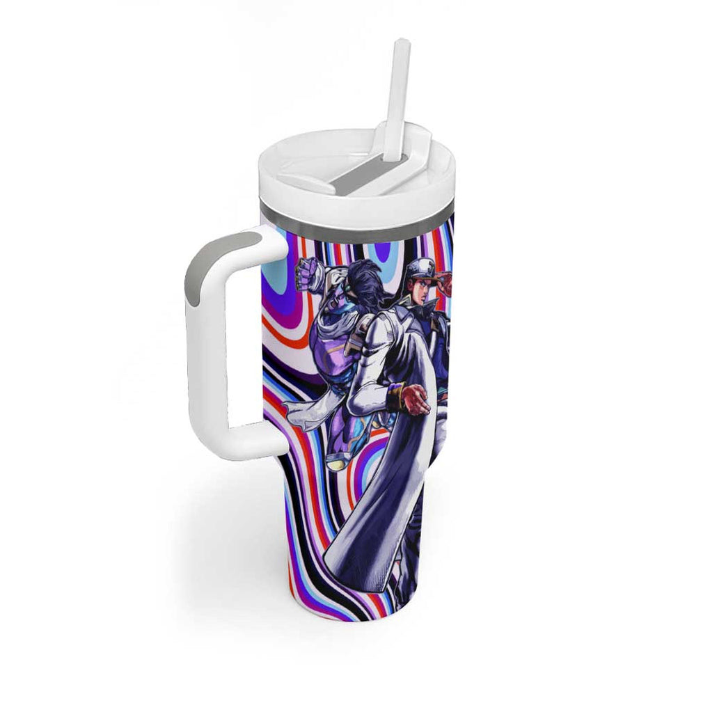 Trippy Jotaro Kujo Jojos Bizarre Adventure Tumbler With Handle Anime Mix Trippy Style