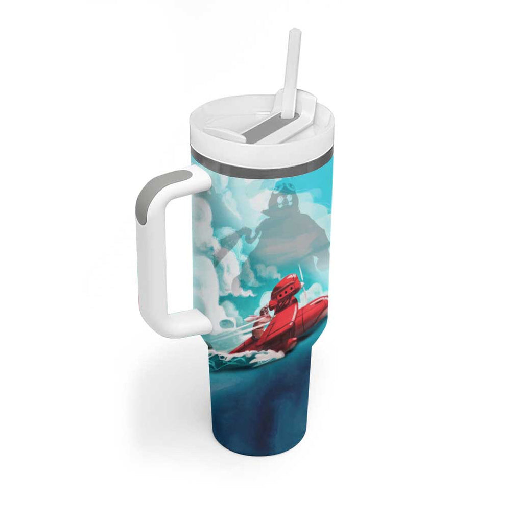 Trippy Porco Rosso Studio Tumbler With Handle Anime Style