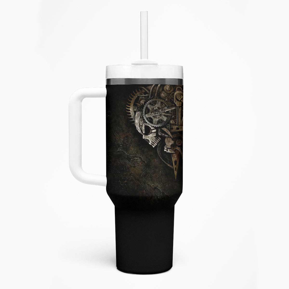 Unveiling The Mechanical Skull Tumbler With Handle Cybernetic Enigma