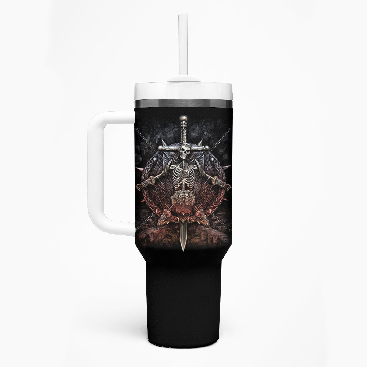 Warrior Skull Tumbler With Handle Skull Warrior Viking