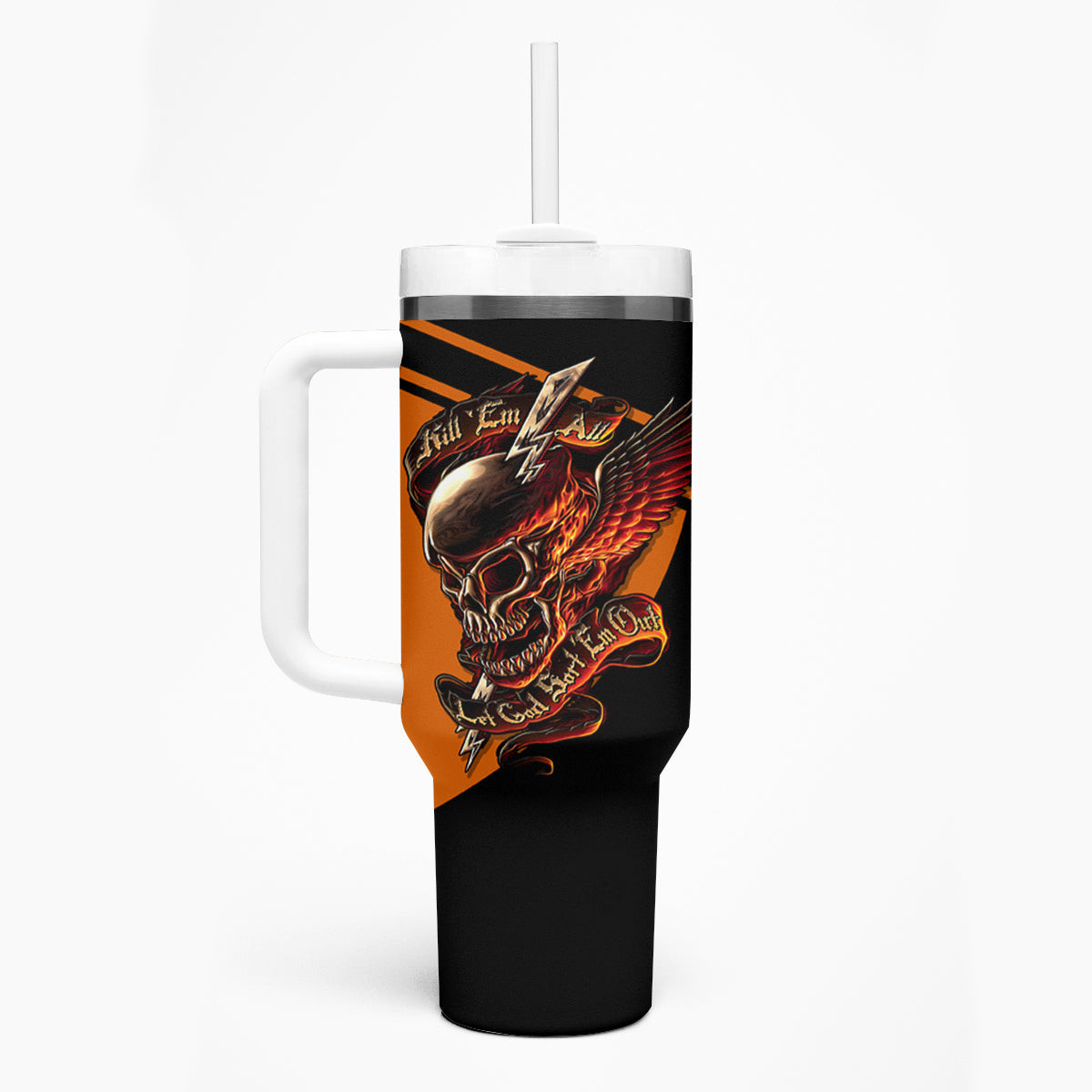 Wings Skull Tumbler With Handle Kill Them All