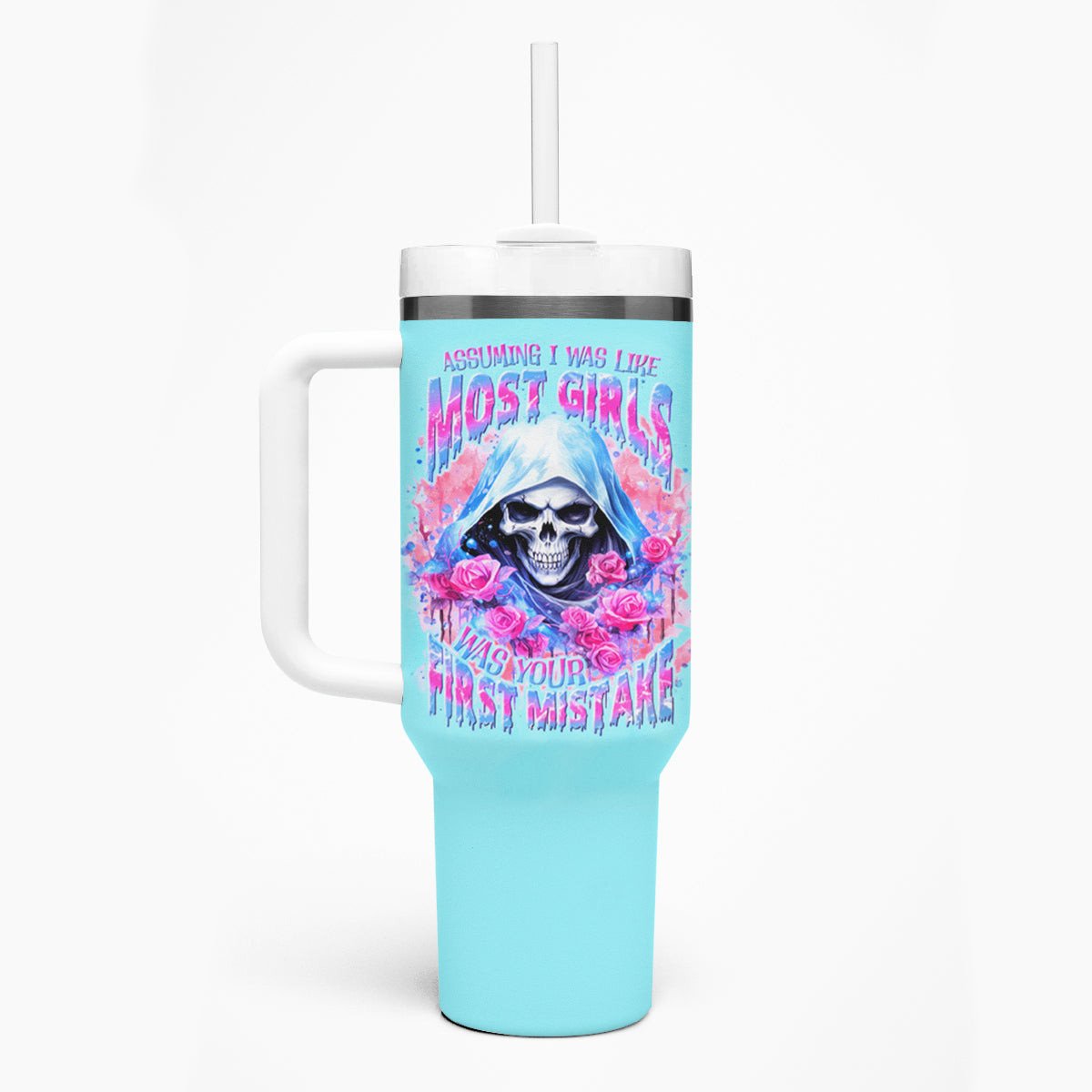Witch Skull Tumbler With Handle Assuming Was Like Most Girls Was Your First Mistake
