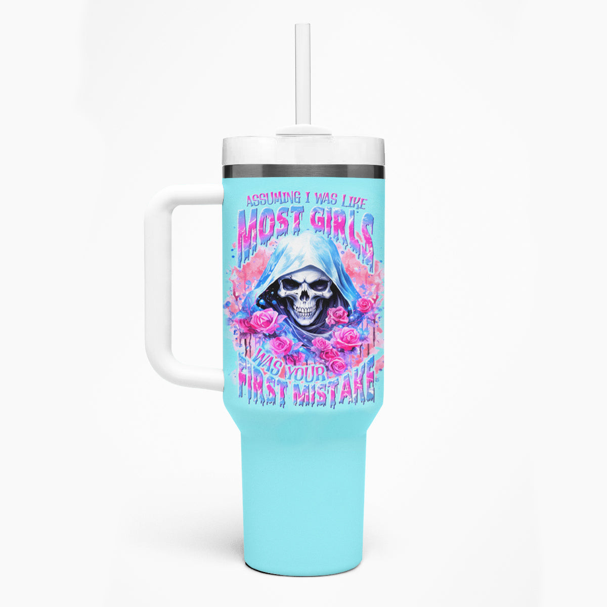 Witch Skull Tumbler With Handle Assuming Was Like Most Girls Was Your First Mistake