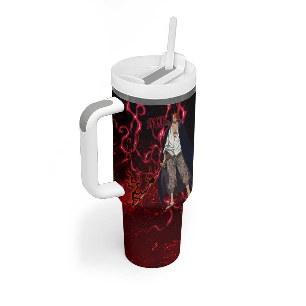 Yonko Shank Red Hair Pirate One Piece Tumbler With Handle Haki Pattern Anime Style