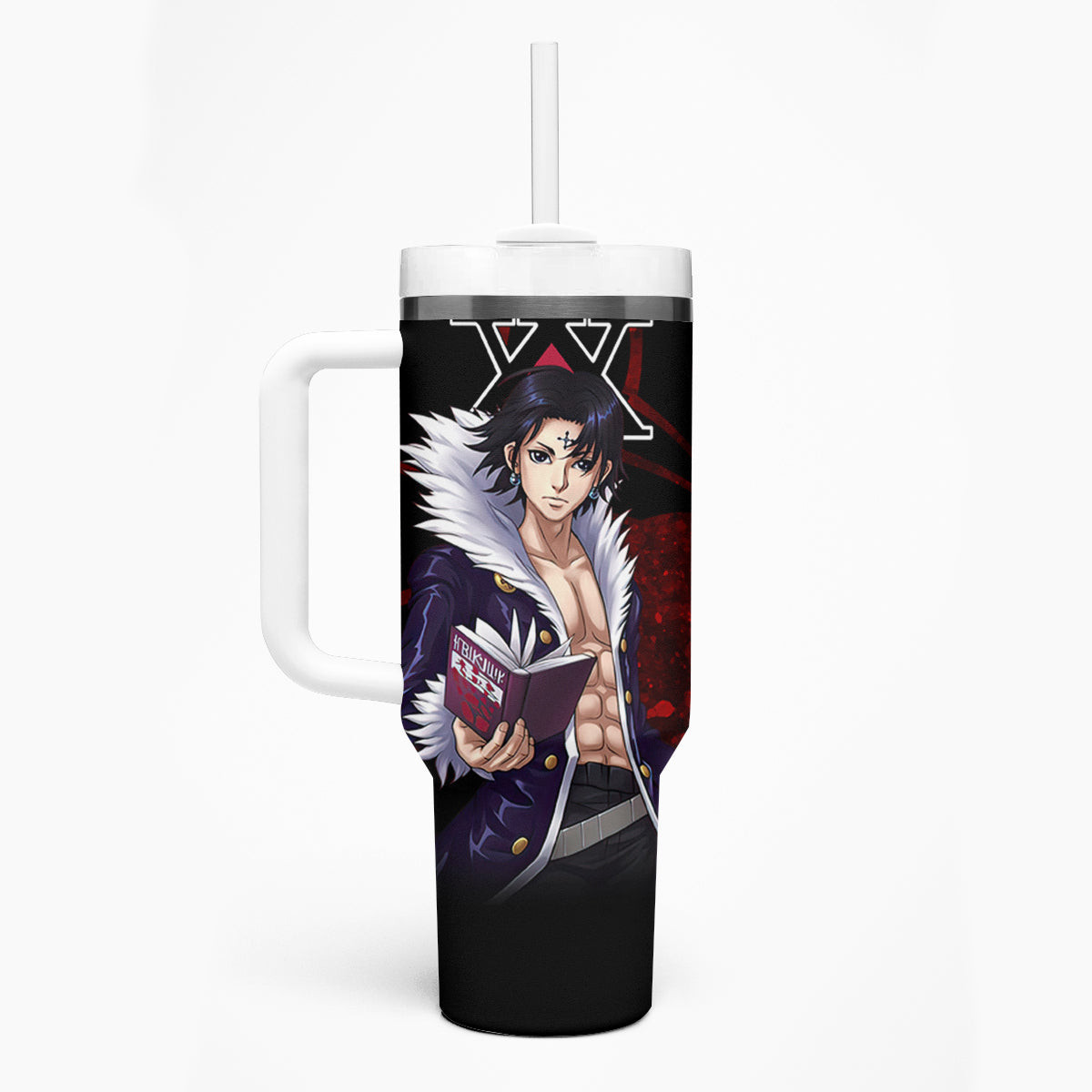 Chrollo Lucilfer Phantom Troupe Tumbler With Handle Hunter X Hunter Anime Style