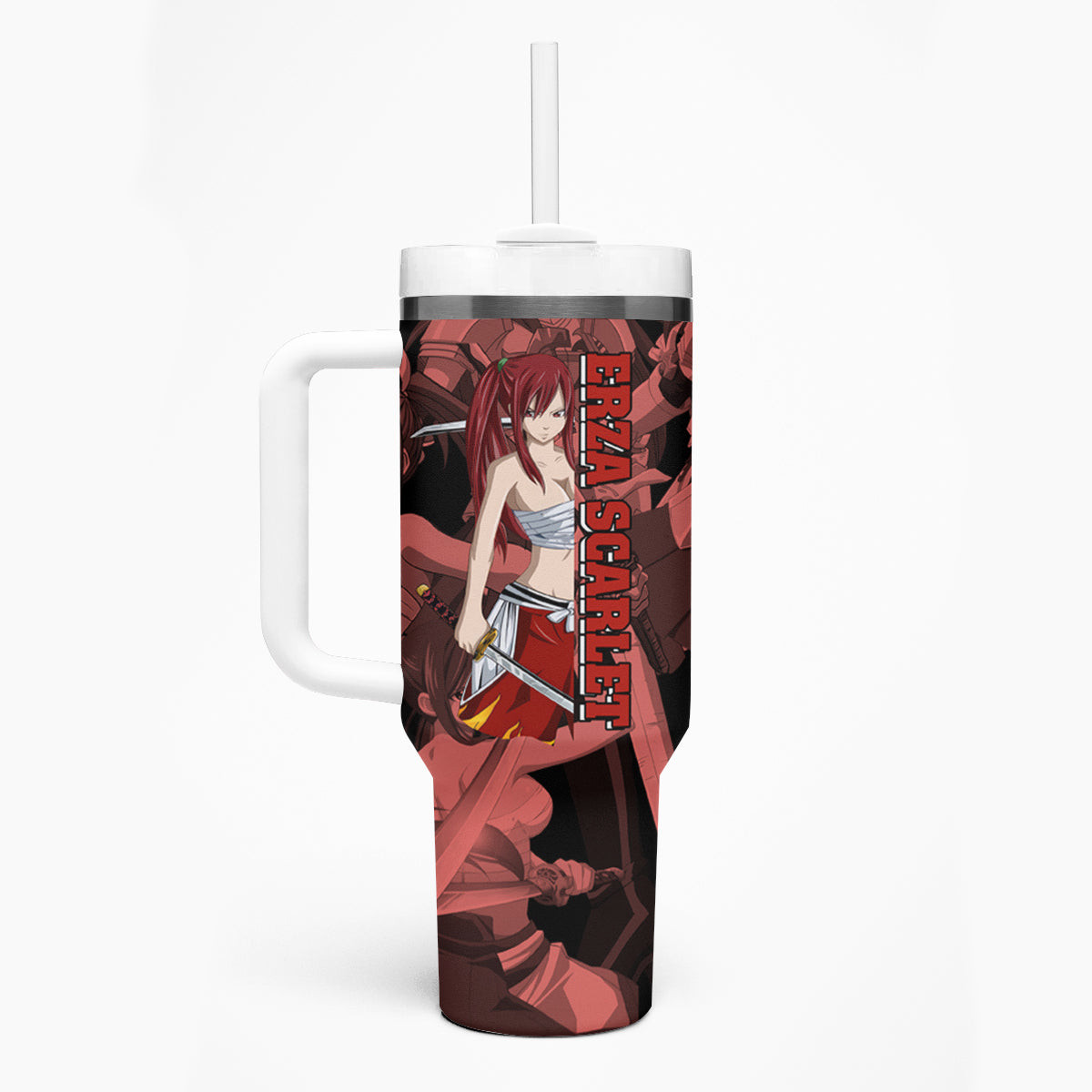 Erza Scarlet Fairy Tail Tumbler With Handle Anime Mix Manga Style
