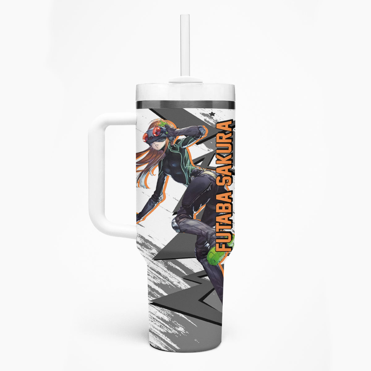 Futaba Sakura Persona Tumbler With Handle Anime Mix Polygon Cyber Style