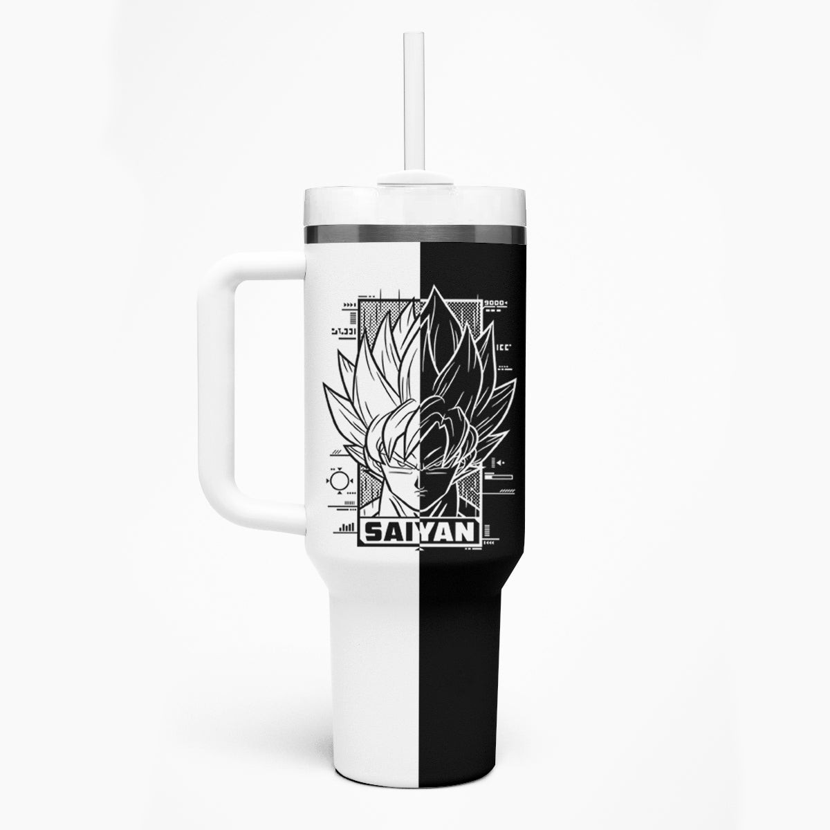 Goku Dragon Ball Black And White Abstract Tumbler With Handle Anime Style