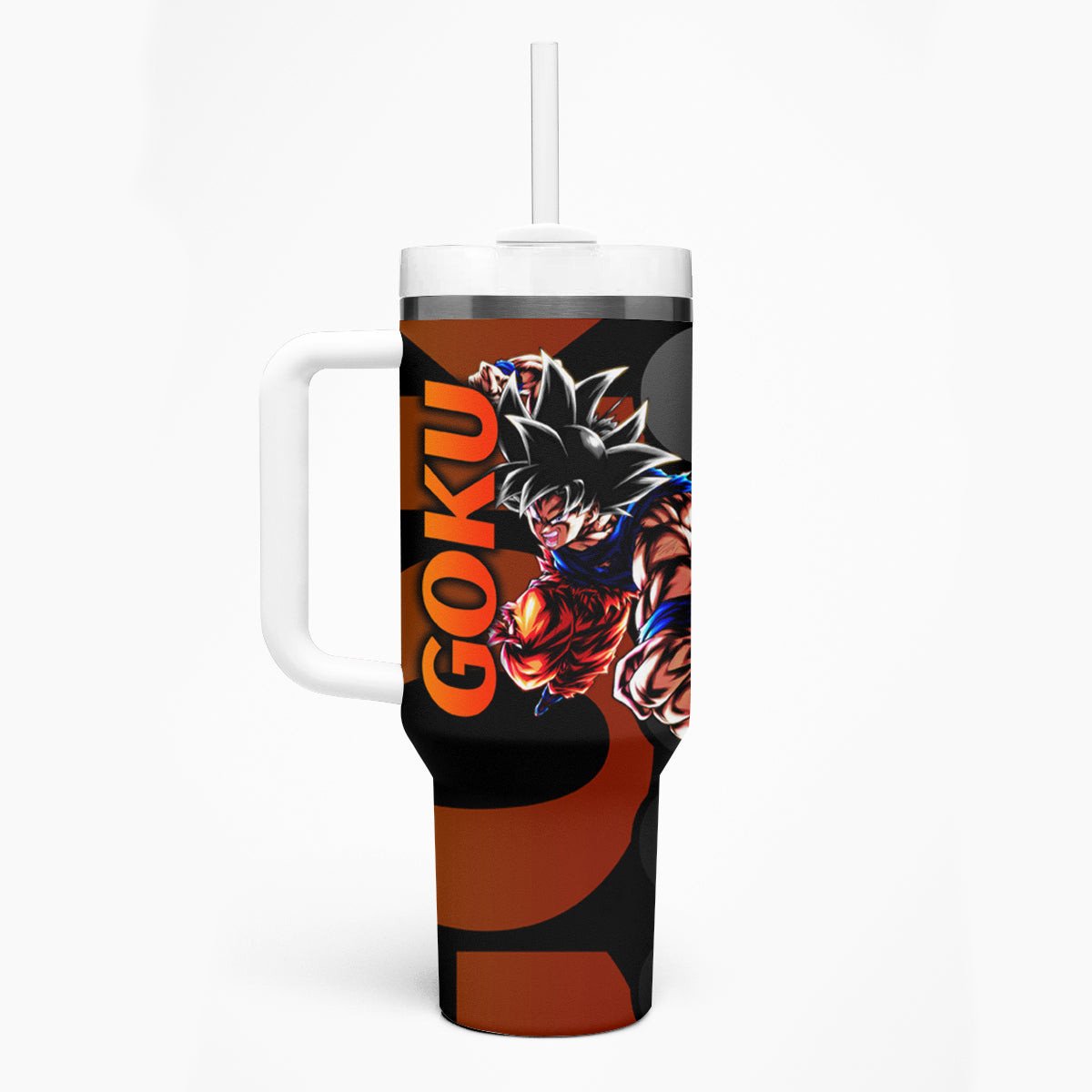 Goku Dragon Ball Tumbler With Handle Anime Mix Text Pattern Abstract Style