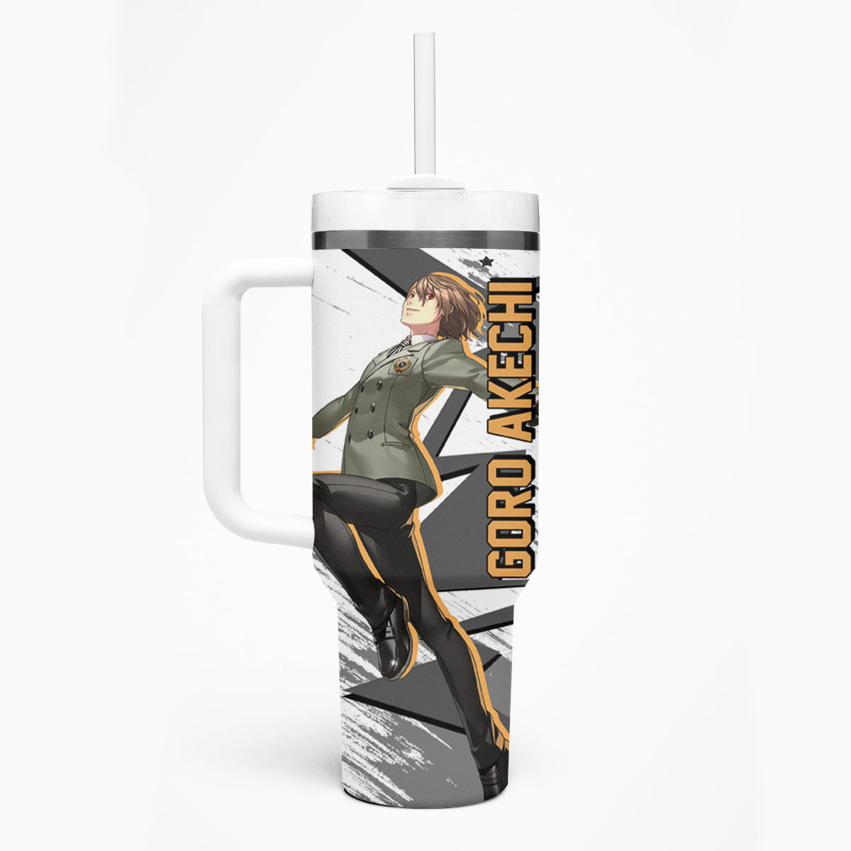 Goro Akechi Persona Tumbler With Handle Anime Mix Polygon Cyber Style