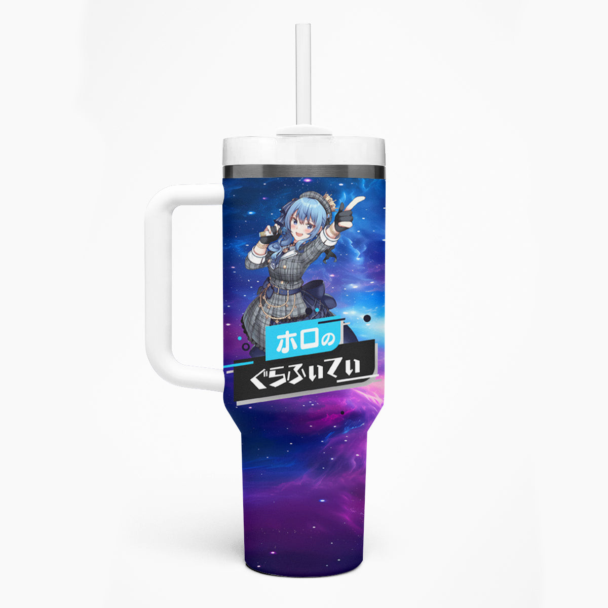 Hoshimachi Suisei Holo Live Tumbler With Handle Galaxy Style