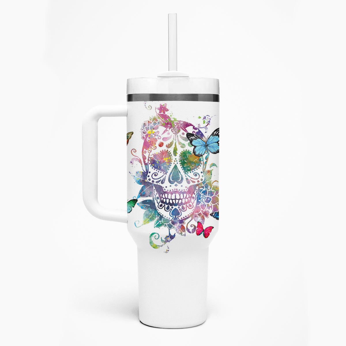 I Try To Avoid Drama Sugar Skull Colorful Tumbler With Handle