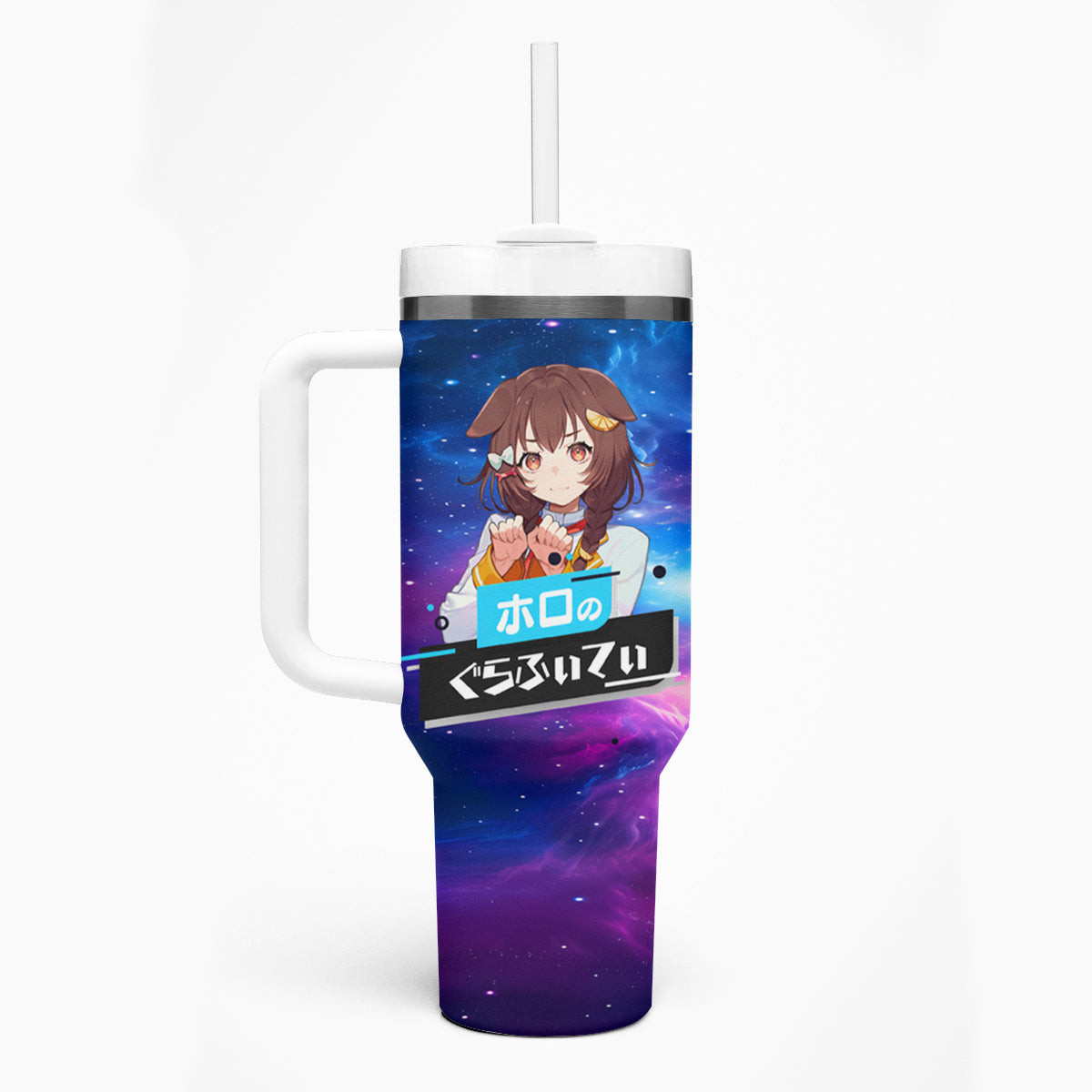 Inugami Korone Holo Live Tumbler With Handle Galaxy Style