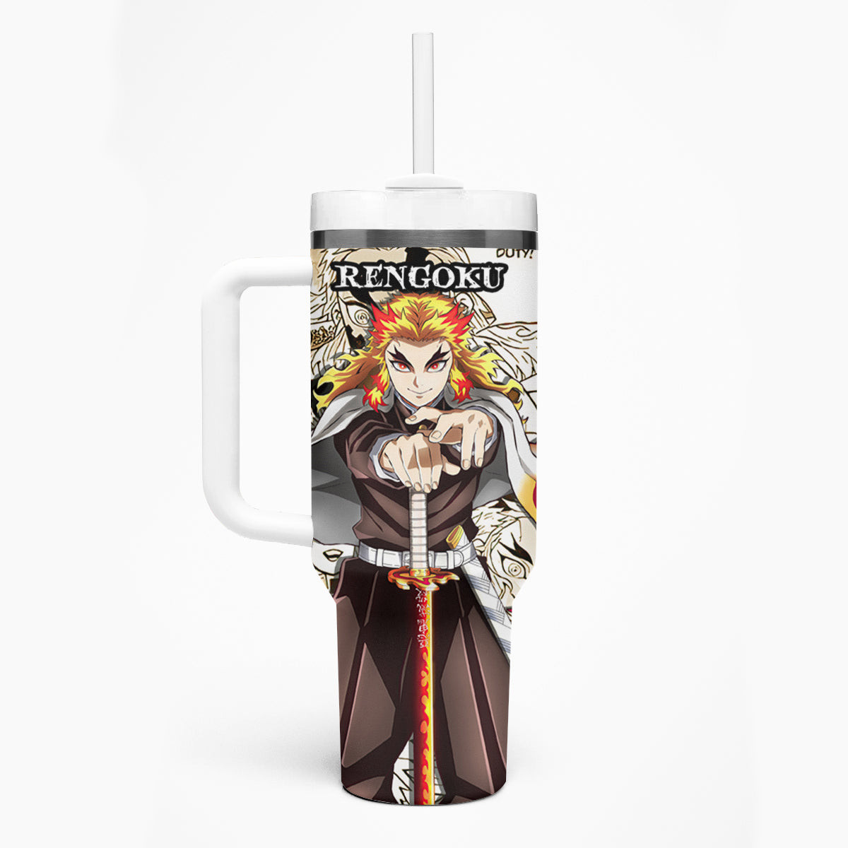 Kyojuro Rengoku Demon Slayer Tumbler With Handle Anime Mix Manga Style