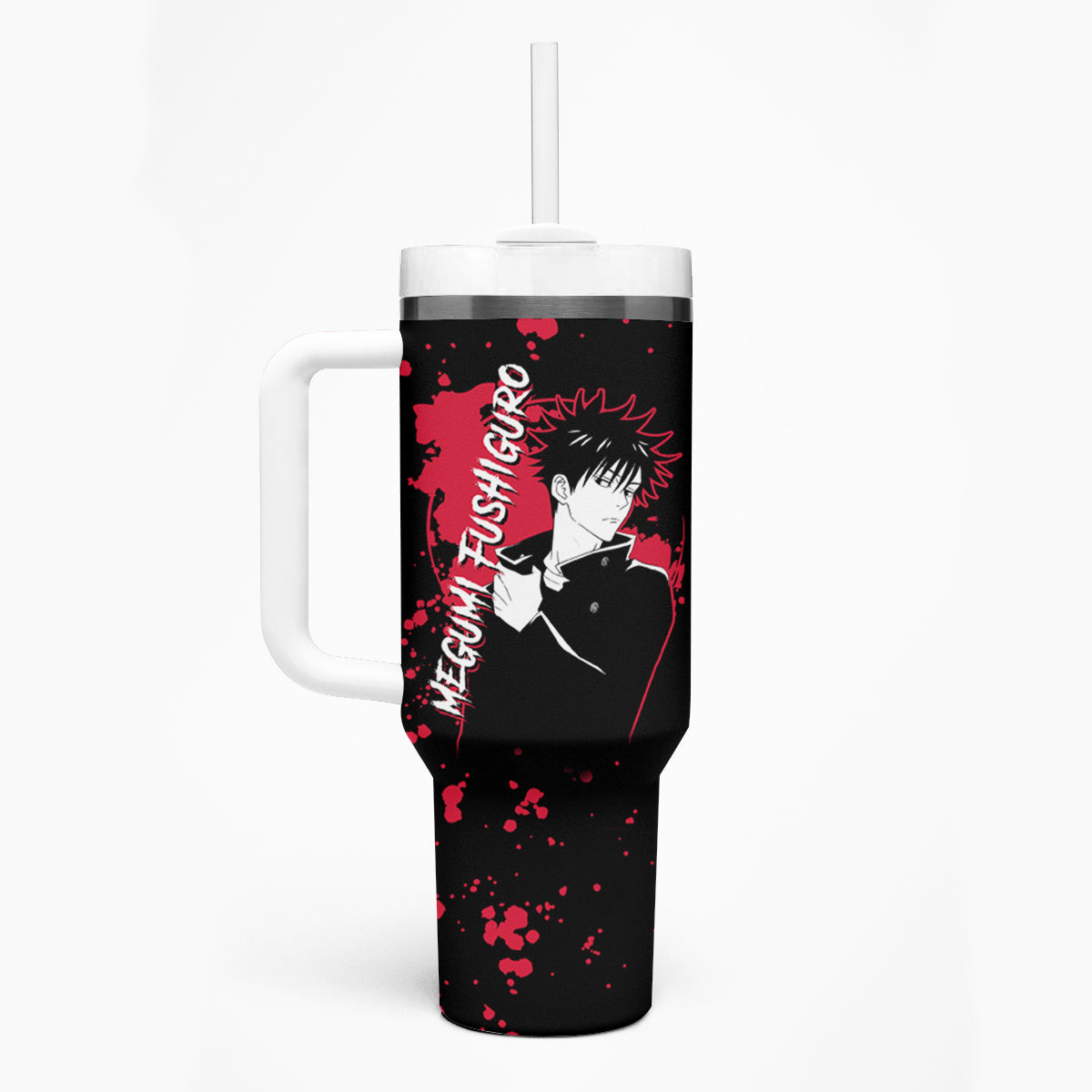 Megumi Fushiguro Jujutsu Kaisen Tumbler With Handle Manga Style Art