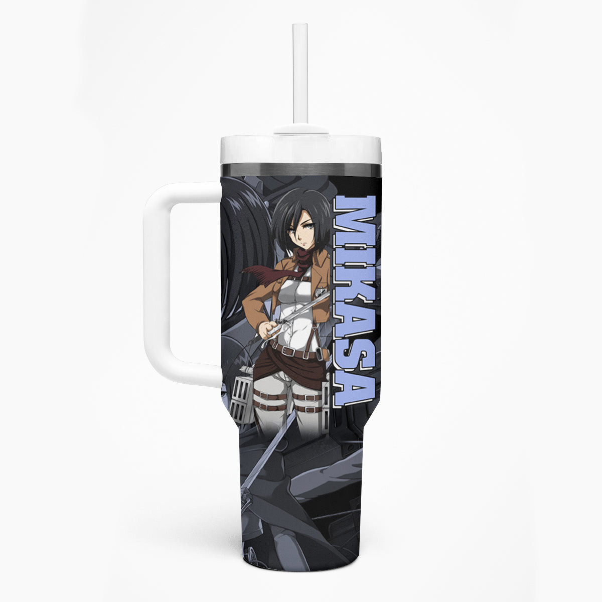 Mikasa Ackerman Attack On Tittan Tumbler With Handle Anime Mix Manga Style