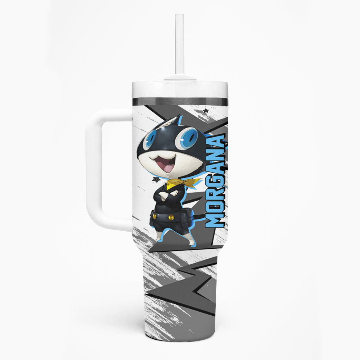 Morgana Persona Tumbler With Handle Anime Mix Polygon Cyber Style