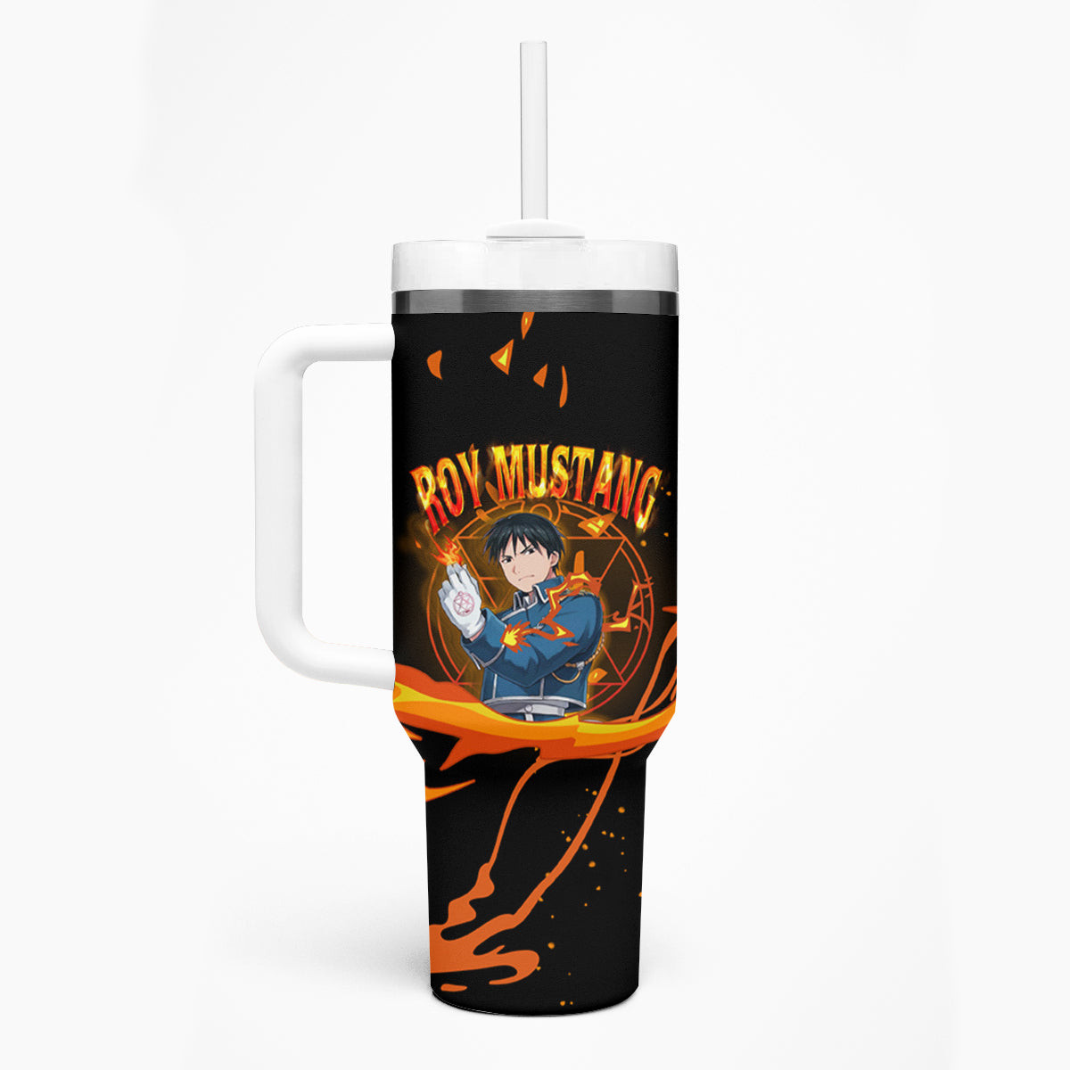 Mustang Roy Fulmetal Achemist Tumbler With Handle Anime Style