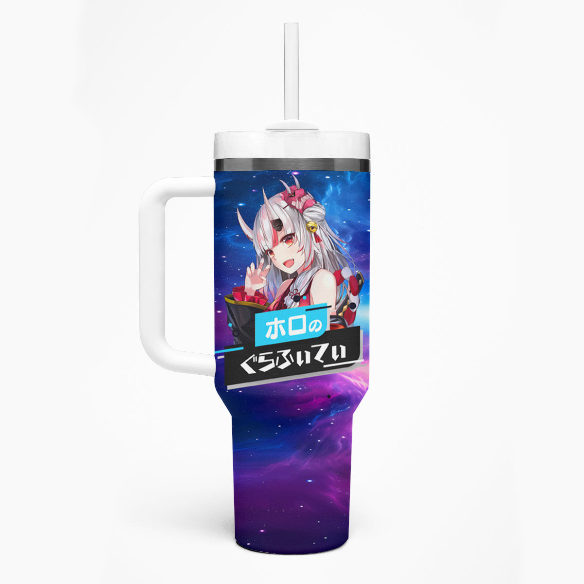 Nakiri Ayame Holo Live Tumbler With Handle Galaxy Style