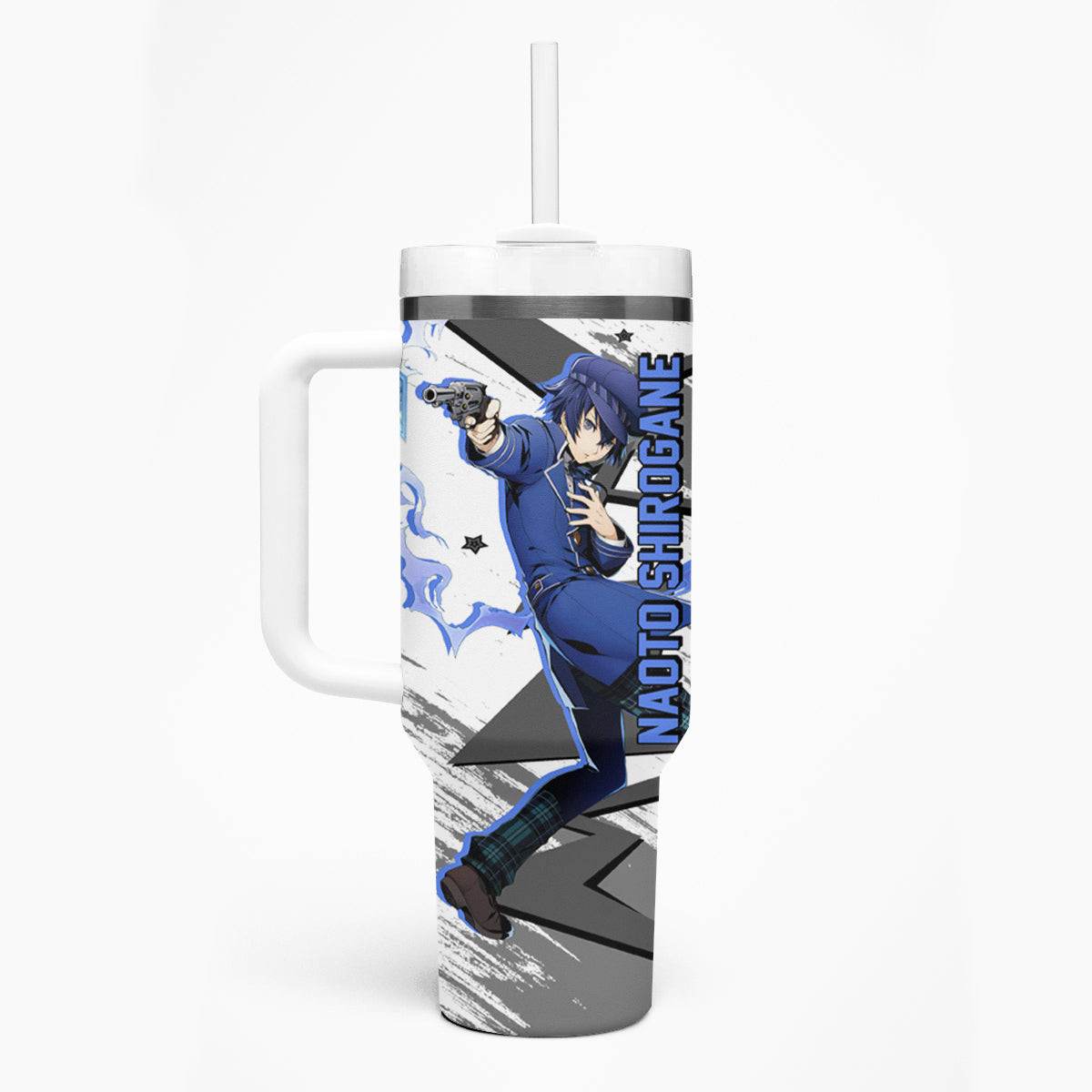 Naoto Shirogane Persona Tumbler With Handle Anime Mix Polygon Cyber Style
