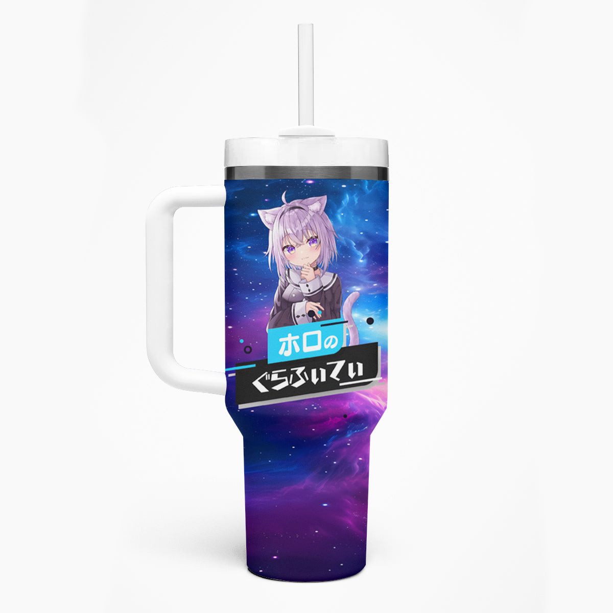 Nekomata Okayu Holo Live Tumbler With Handle Galaxy Style