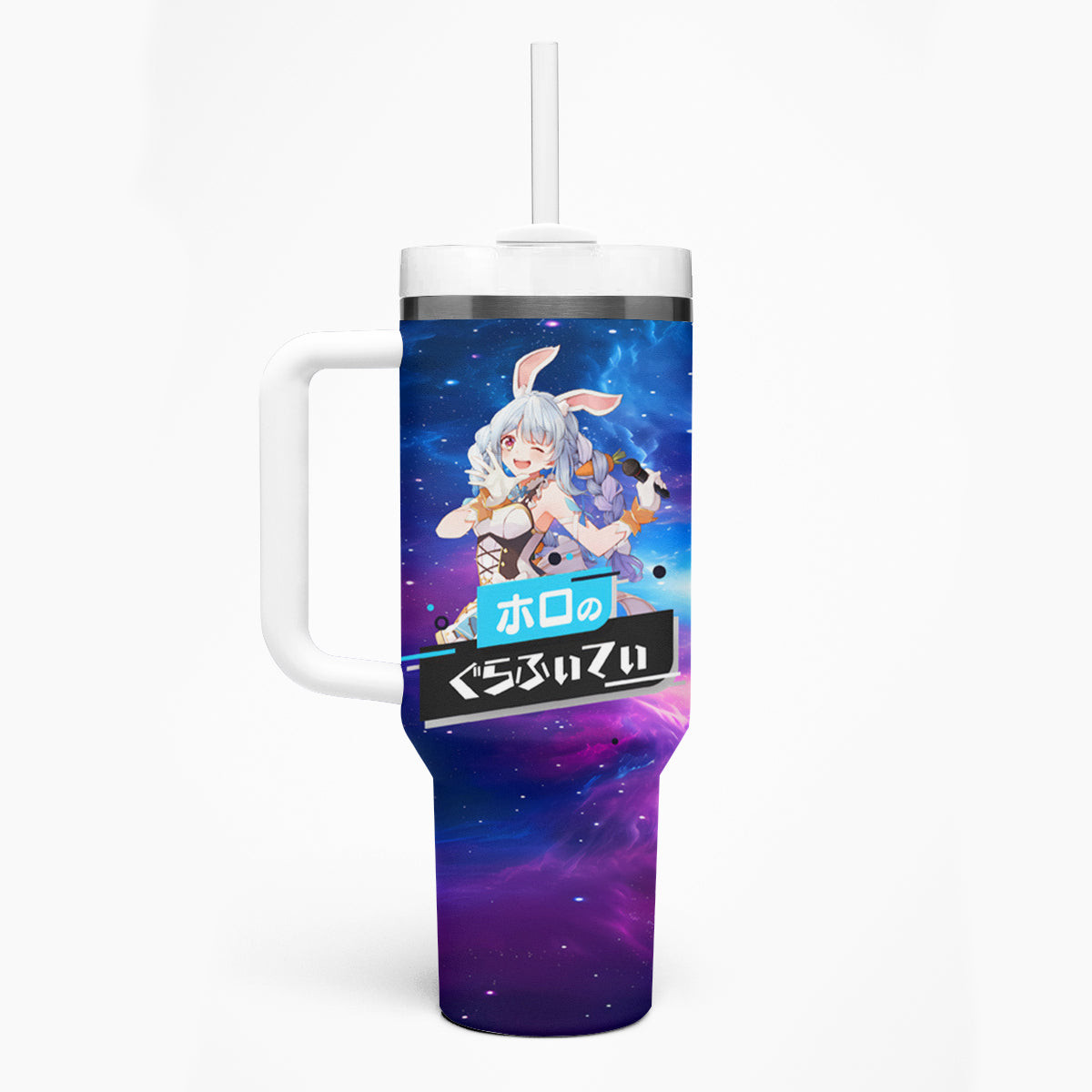 Pekora Usada Holo Live Tumbler With Handle Galaxy Style
