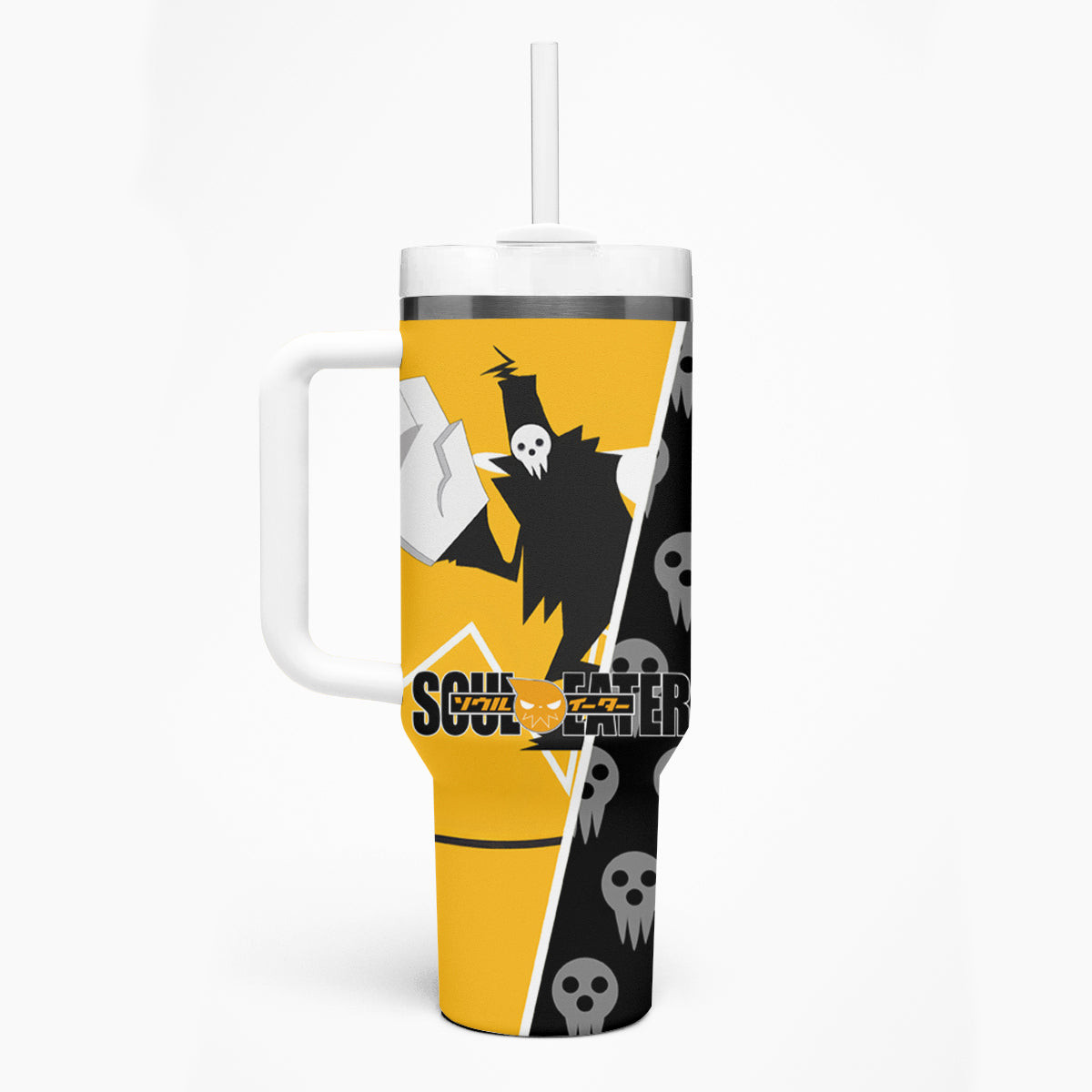 Shinigami Soul Eater Tumbler With Handle Anime Art Mix With Skull Pattern Style