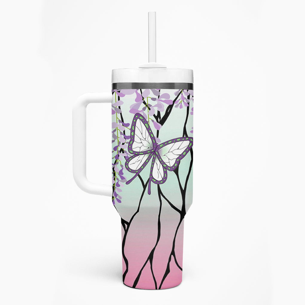 Shinobu Kocho Demon Slayer Tumbler With Handle Anime Style Art