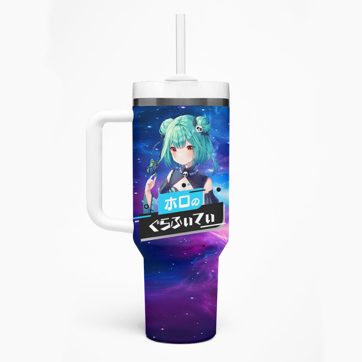 Uruha Rushia Holo Live Tumbler With Handle Galaxy Style