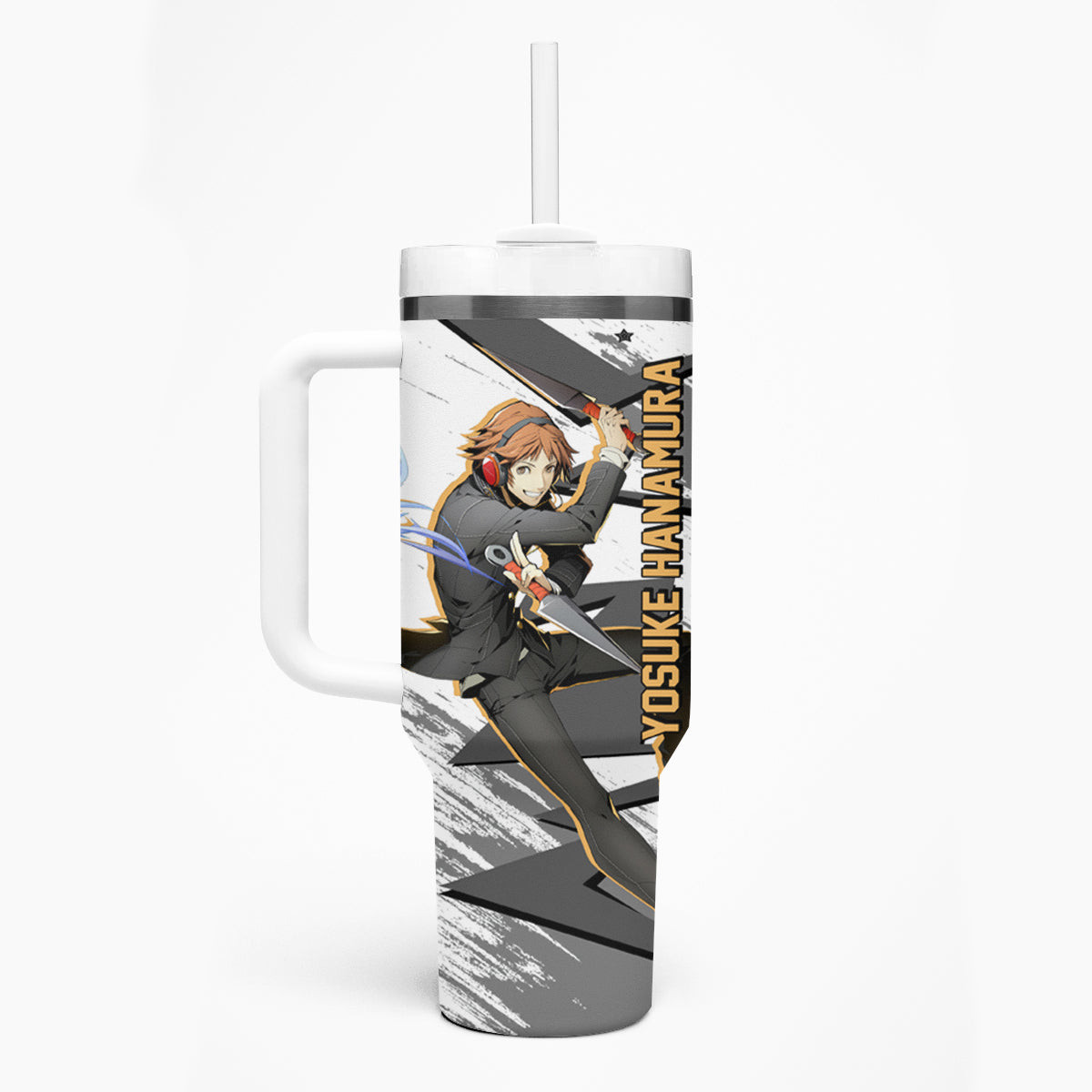 Yosuke Hanamura Persona Tumbler With Handle Anime Mix Polygon Cyber Style