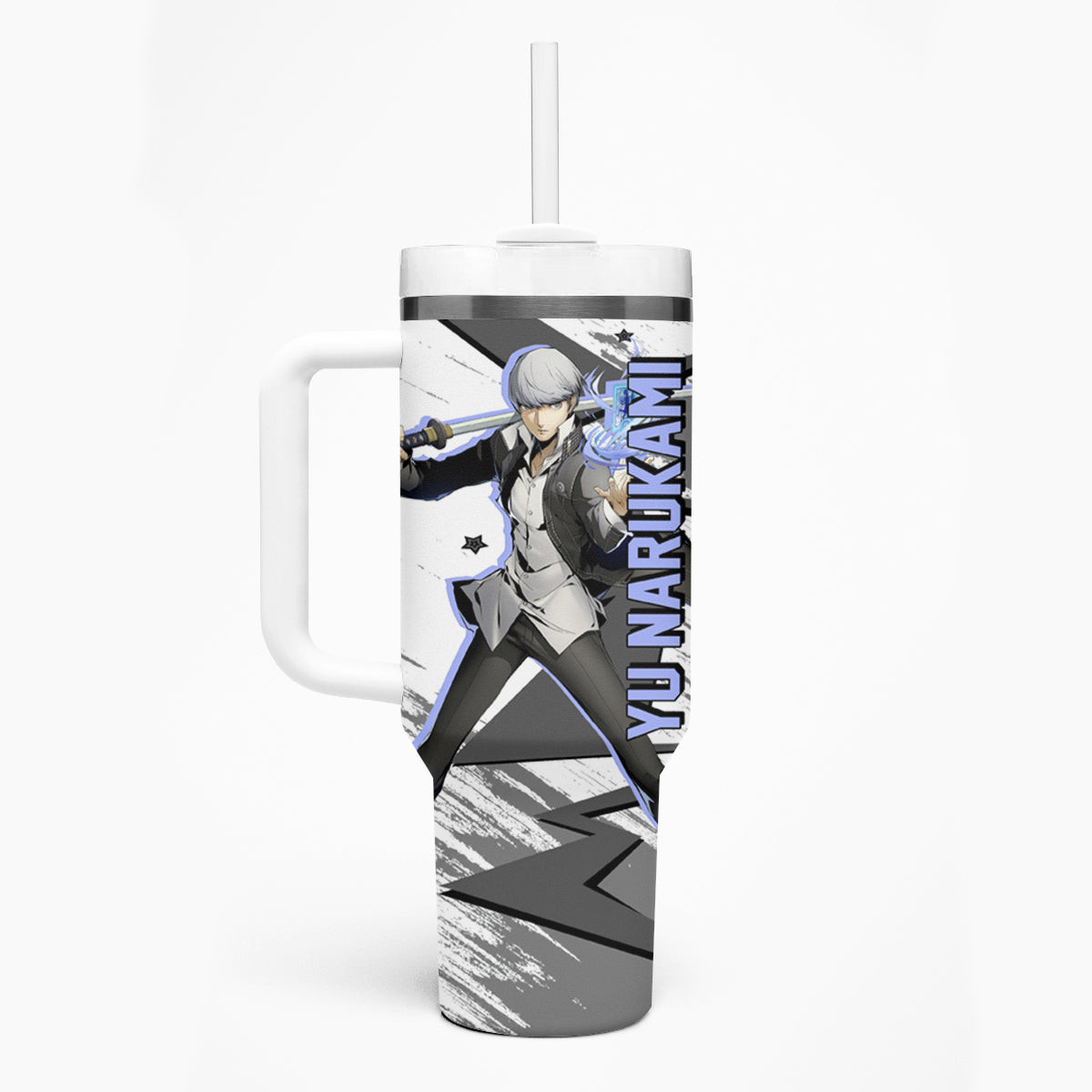 Yu Narukami Persona Tumbler With Handle Anime Mix Polygon Cyber Style
