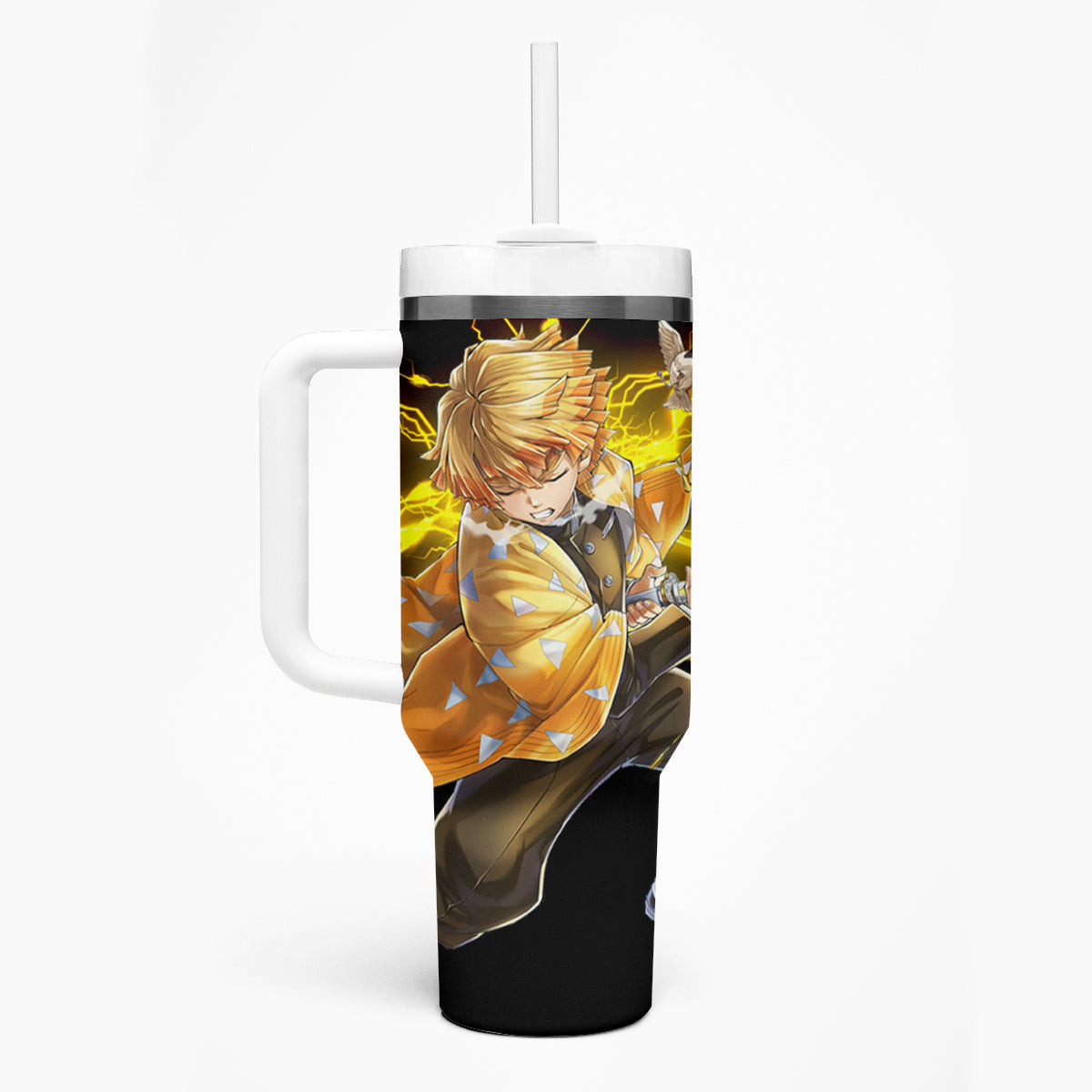 Zenitsu Agatsuma Demon Slayer Tumbler With Handle Anime Mix Manga Style