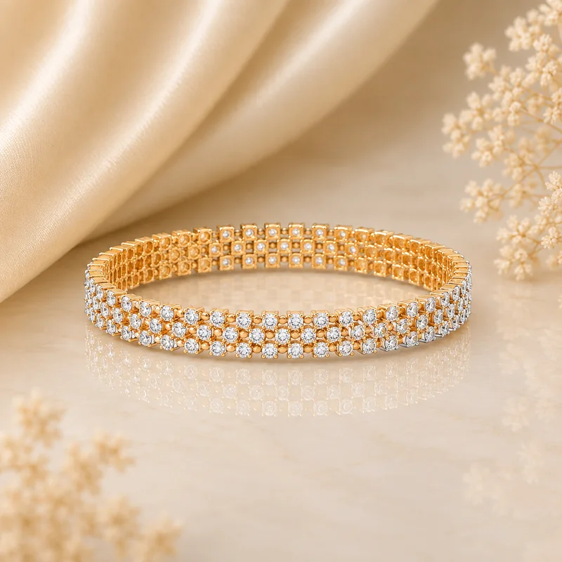 Triple Row Diamond Tennis Bangle image 1